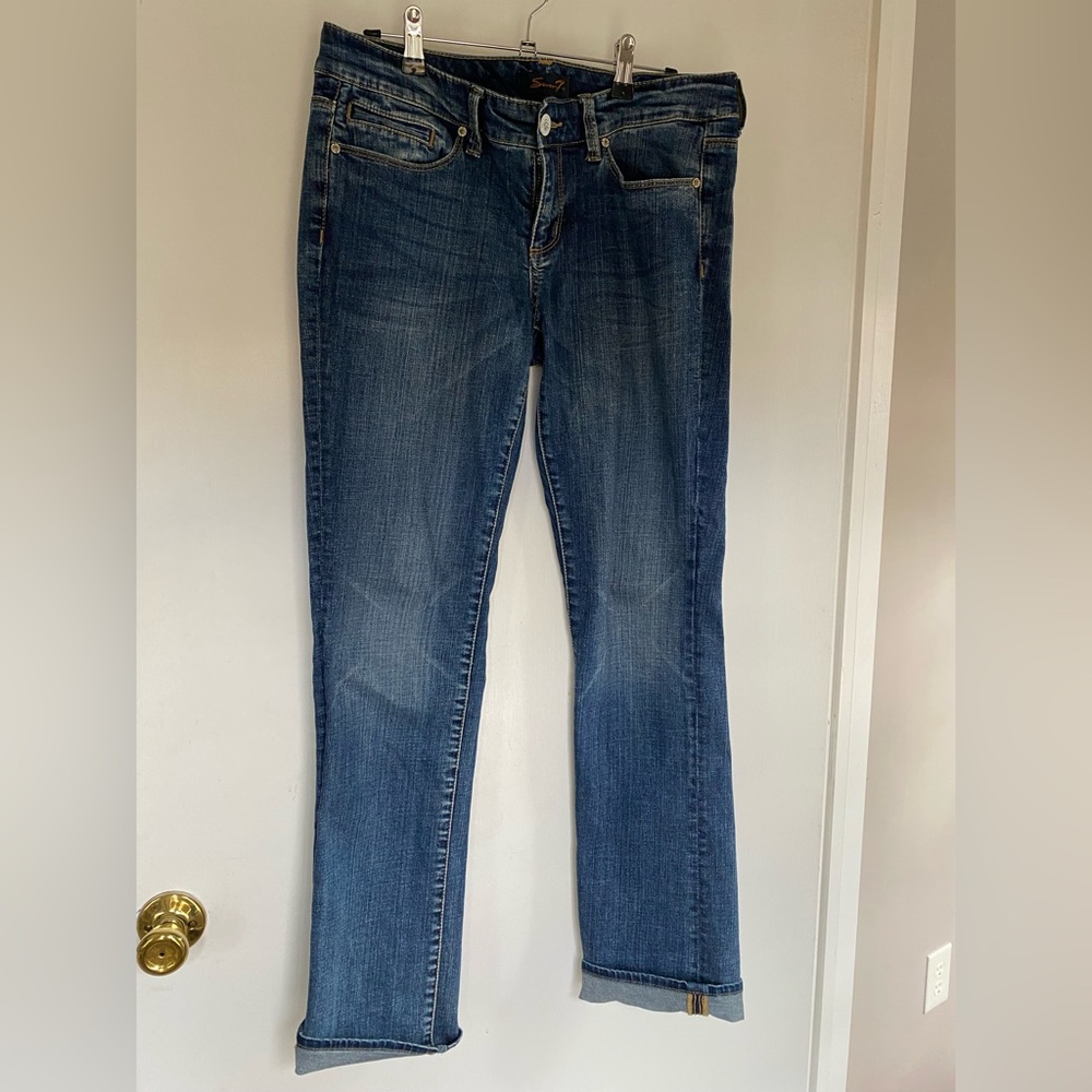 Straight leg jeans . Seven.
